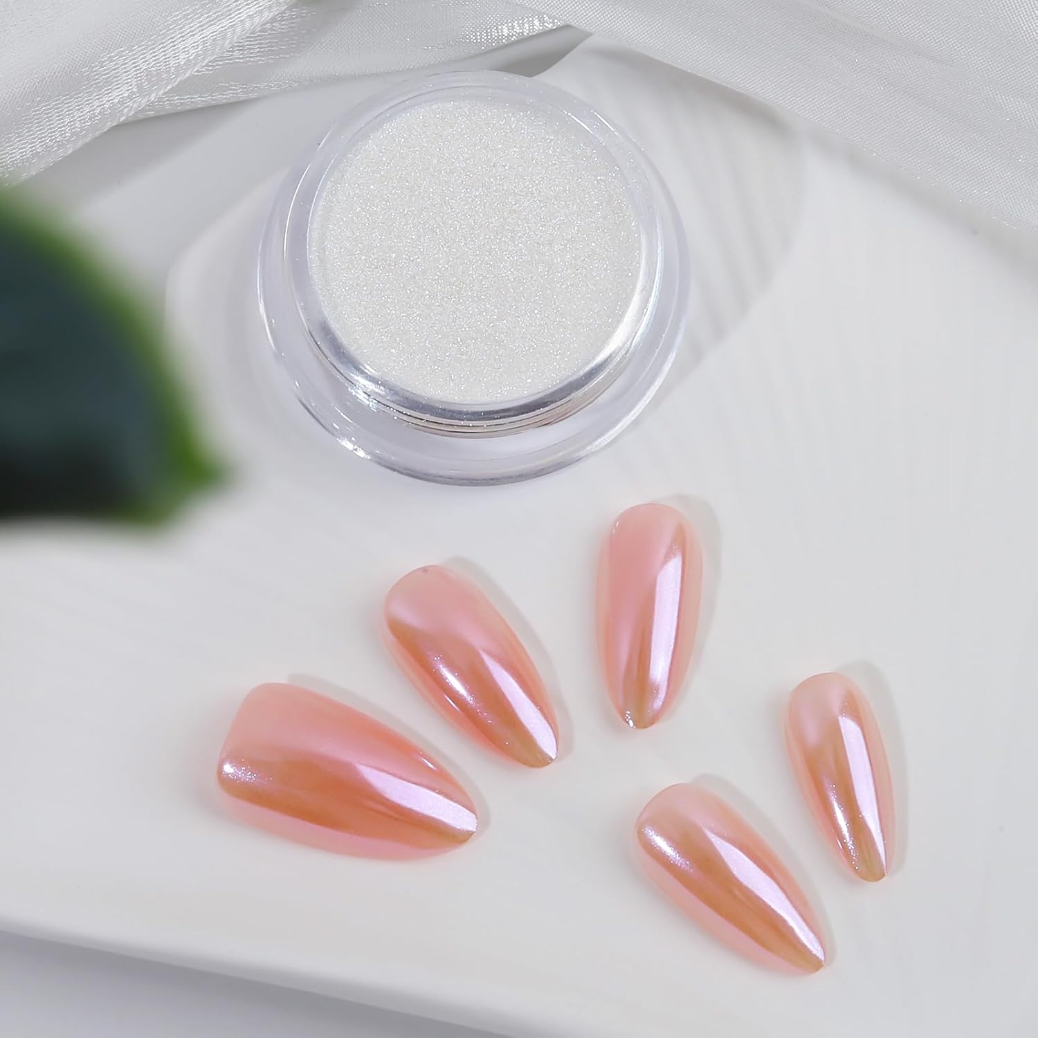 Artdone Moonlight Chrome Nail Powder, Aurora White Pearl Mirror Mermaid Iridescent Nail Art Glitter Pigment for Gel Polish Decoration Colors for Home DIY Salon Supplies image 5