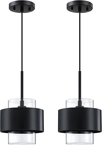 Dolaimy House Lámparas colgantes de cristal, lámparas de techo de granja para isla de cocina, mini lámparas colgantes ajustables de 6 pulgadas para