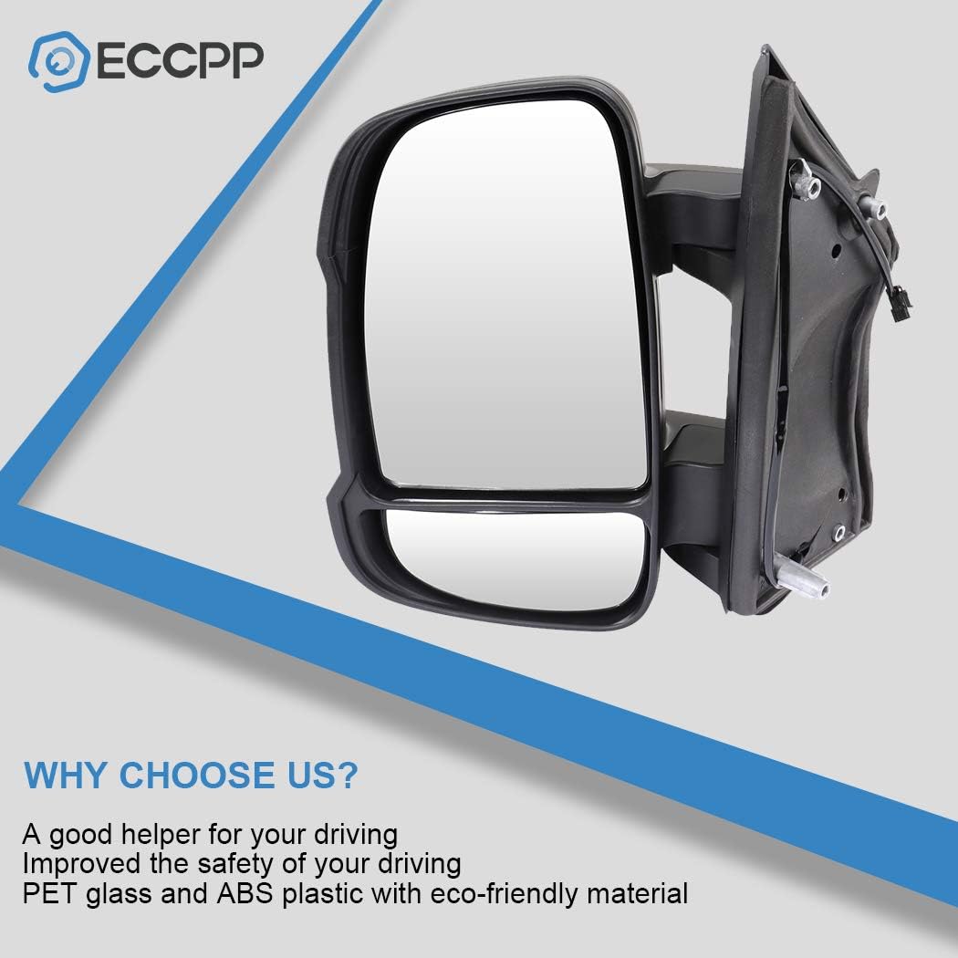 ECCPP Driver Side Mirror Manual Adjustment Turn Signal Door Mirror Replacement fit for 2014-2019 For Ram ProMaster 3500 Black