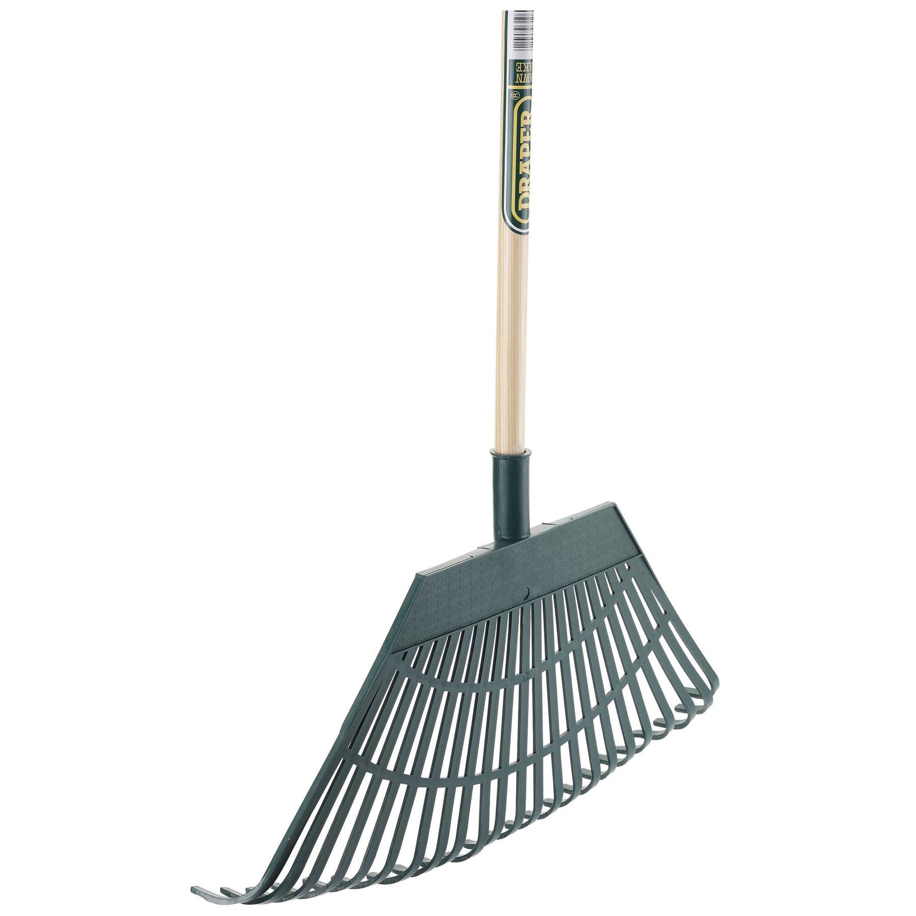 Draper Grabie do liści z tworzywa sztucznego 550 mm | 23 zęby ogrodowe narzędzie ręczne | lakierowany uchwyt z naturalnego drewna | poziomowanie trawnika | 31069