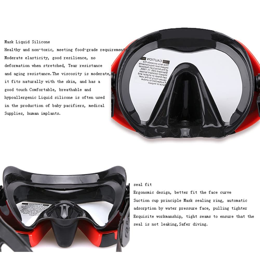 MRKU Gafas de Buceo Equipo de Snorkel Buceo Snorkel Lente única Mejorada Gafas de Buceo Profundo Profesional Máscara de Silicona líquida Gafas de natación de Vidrio Templado Máscara de Snorkel