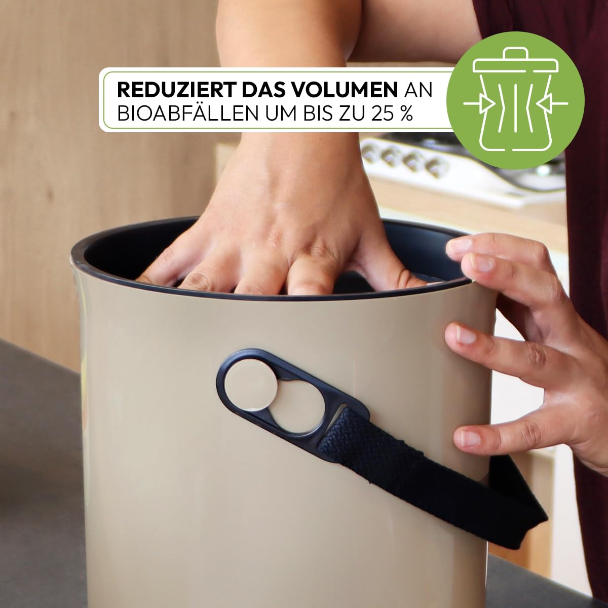 Skaza Bokashi Organko 2 | Biomülleimer Küche 9,6 Liter – Komposteimer für Küchenabfälle – mit 1 Kg EM Fermentieren Aktivator (Cremeweiß)