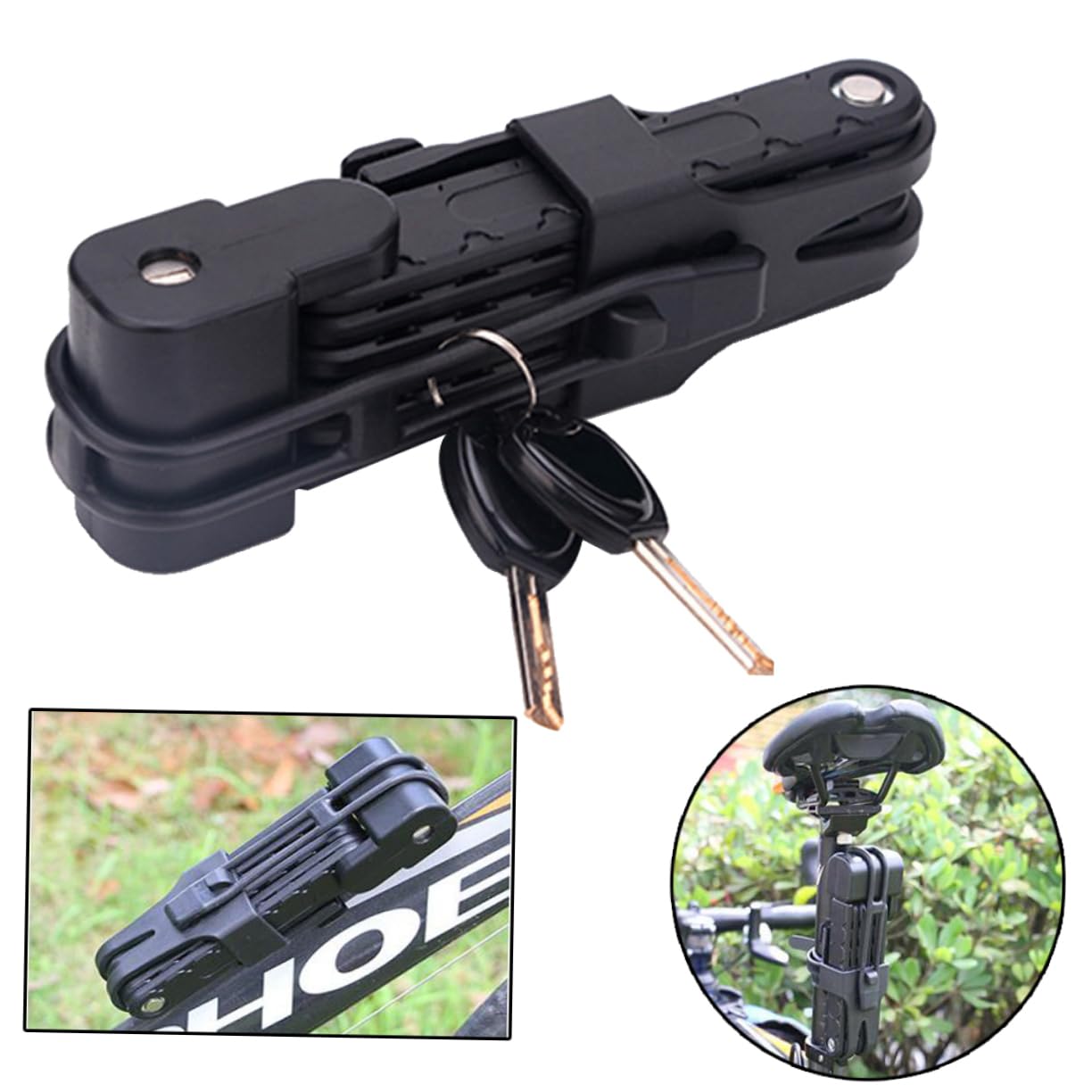 Candado Plegable de Acero para Bicicleta Cable, Seguridad Antirrobo