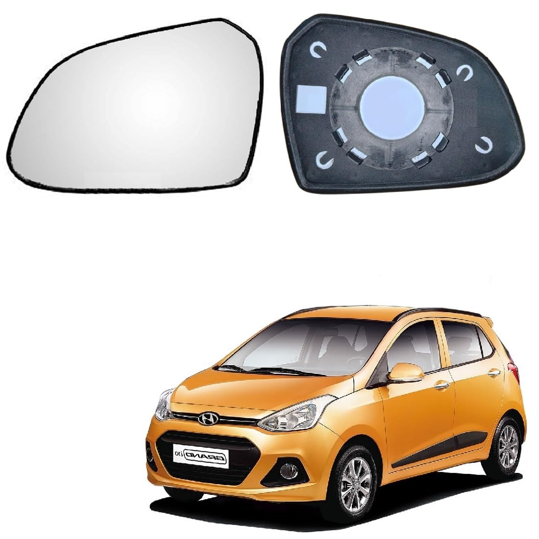 ORVM Side View Mirror Glass/Sub Mirror Plate compatible with Hyundai Grand- i10 2013-2016 Model (MIRROR SIZE 5, LEFT PASSENGER SIDE)