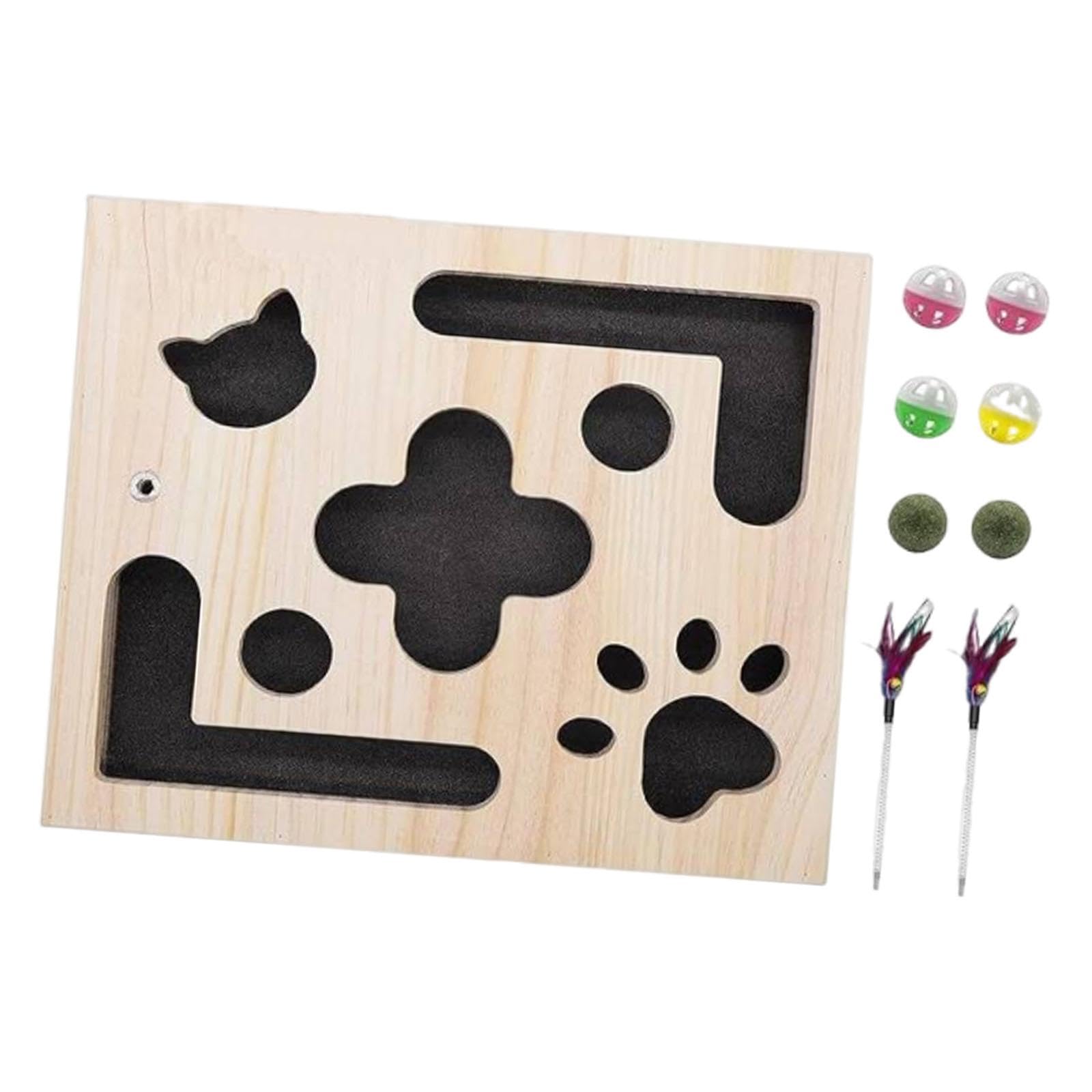 Gatos interiores activos gracias al laberinto de madera interactivo de 30cm para entretenimiento