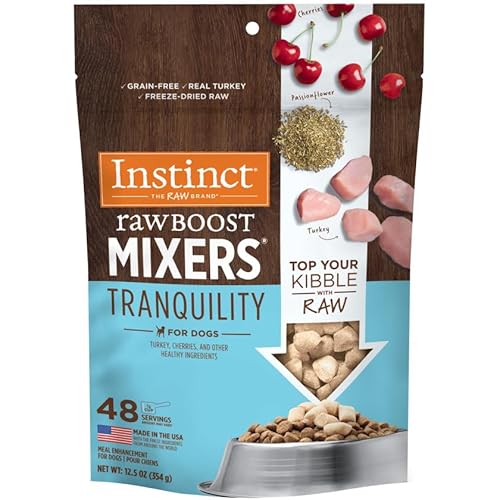 Instinct Raw Boost Mixers, Freeze Dried Dog Food Topper with Functional Ingredients, Grain Free, Real Turkey - Tranquility, 12.5 oz. Bag