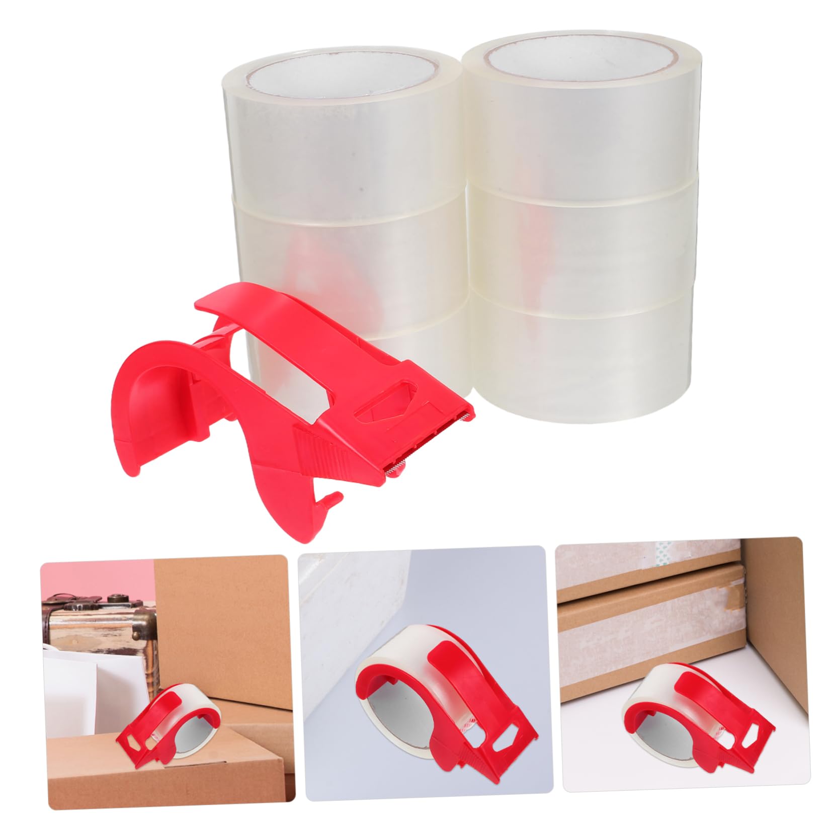 Ciieeo 6 Stück Verpackungsklebeband mit Abroller Transparentes Versandklebeband aus Bopp und Abs für Versand und Lagerung Robust und Einfach