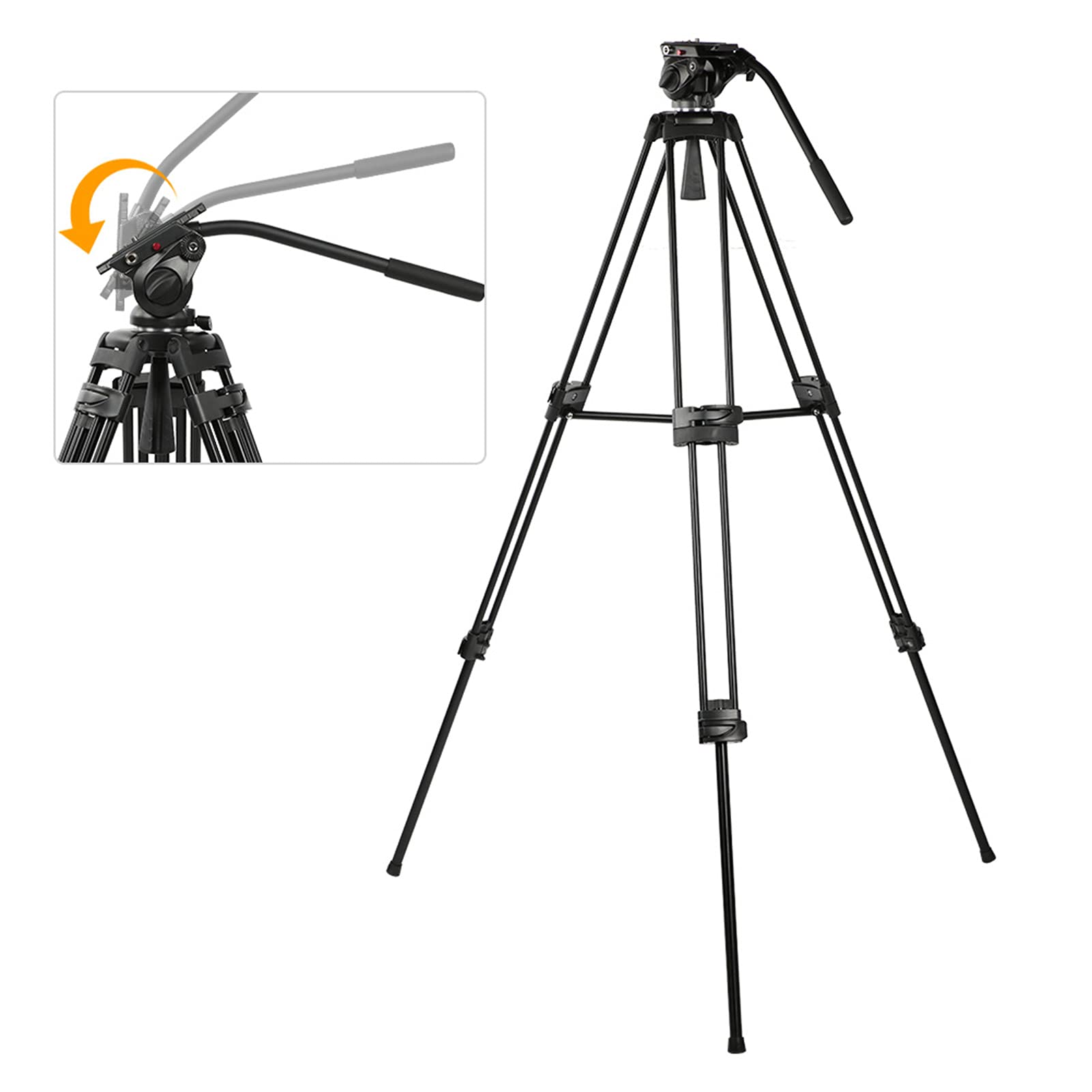 Treppiede Professionale con Testa a Sfera Idraulica per Fotocamere DSLR