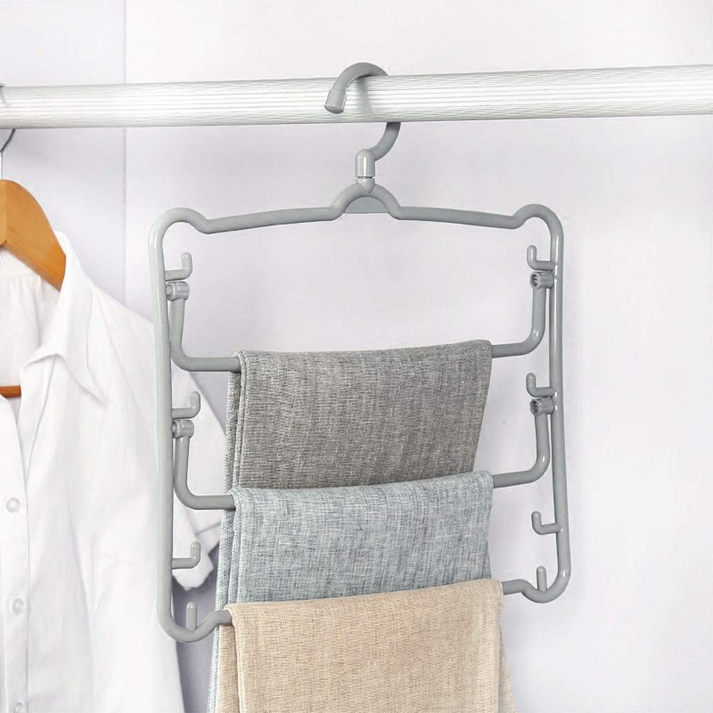 MU Kleiderbügel Packung mit 4 Kleiderbügel Hosen Kleiderbügel 3 Lagen Pp. Hose Lose Kleiderbügel Schrank Aufbewahrungsbox,Grau,33 * 35cm