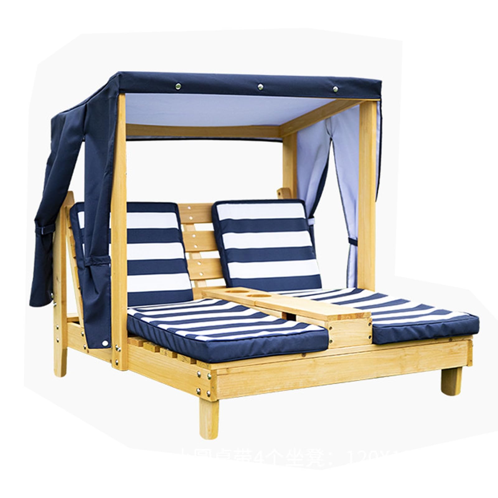 Pequeño Silla Playa con Parasol Dos plazas, con Zona de Almacenamiento, Buen Soporte de Carga, Hardware, Aire Libre, Piscina (Color : Blue 2)