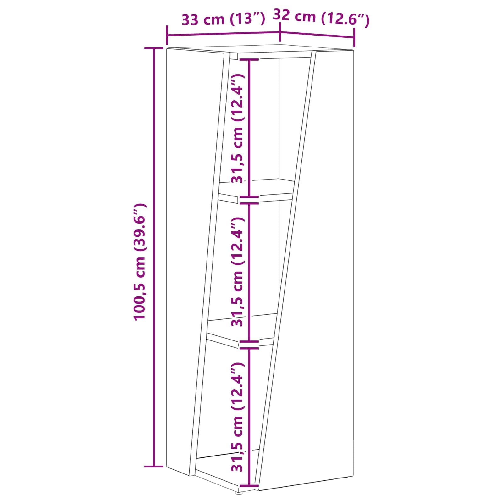 vidaXL Étagère latérale 33 x 32 x 100,5 cm Bois d'ingénierie