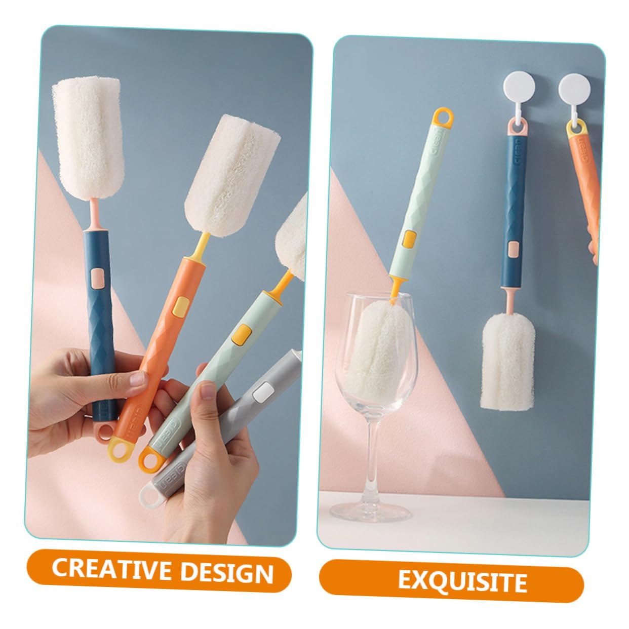 Abaodam 3 Set Di Spazzole Per Biberon Con Manico Per Biberon Materiale Sicuro Spazzola Con Punta Staccabile Portatile Per Uso Domestico 4 Pezzi * 3