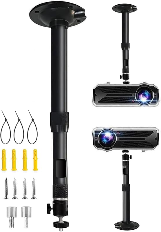 2-Be-Best Projector Mount 360° Rotatable Projector Ceiling Mount Length 12 to 18 in / 31 to 45cm Ceiling Projectors Mounts Adjustable Bracket for Mini Projectors Black Universal
