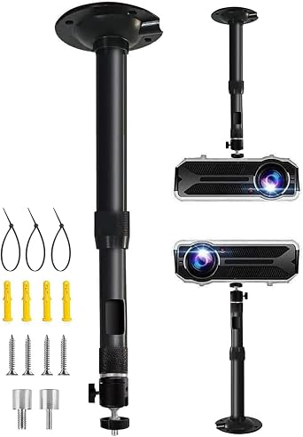 2-Be-Best Projector Ceiling Mount Length 12-18 in / 31-45 cm Projector Mount 360 Rotatable Projectors Holder Adjustable Bracket for Projectors Upgraded Black
