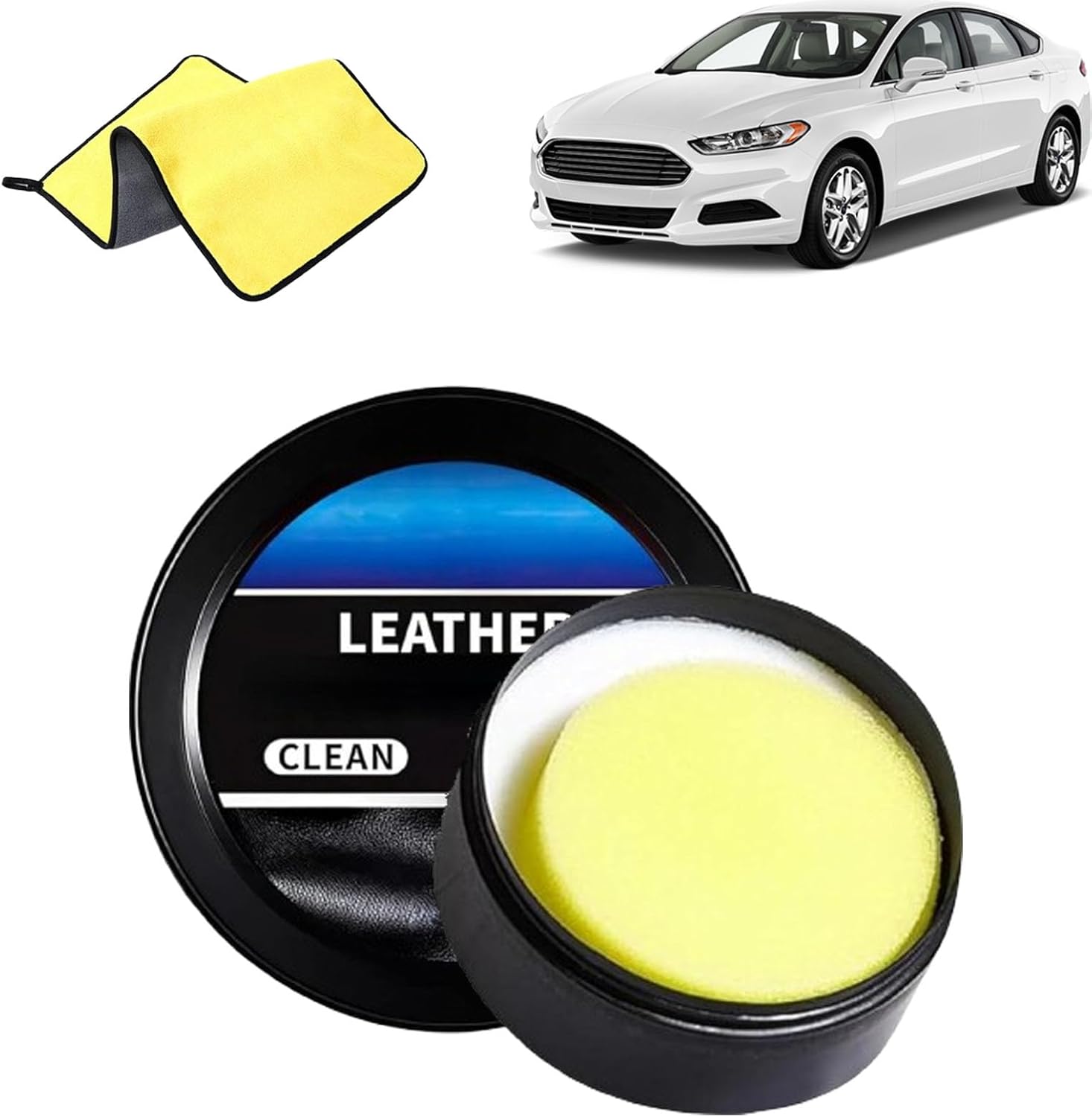 Leather Care Cleaning Paste, Leather Care Cleansing Paste, Anti-Fading Repair Balm with Applicator Kit for Purses, Jackets & Car Leather Upholstery (3PCS)