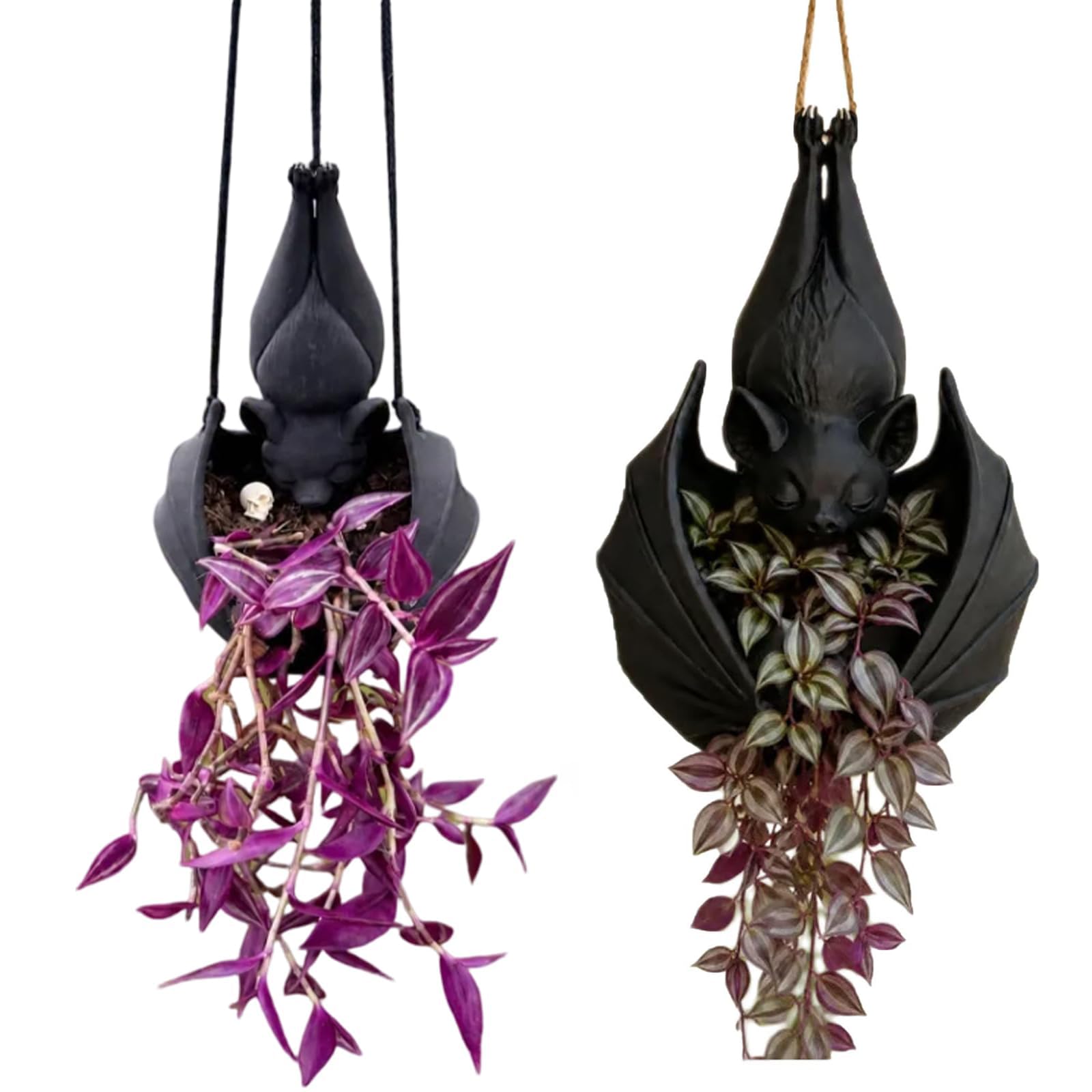 Hanging Bat Plant Pot, Gothic Bat Planter for Succulents Vines and Flower