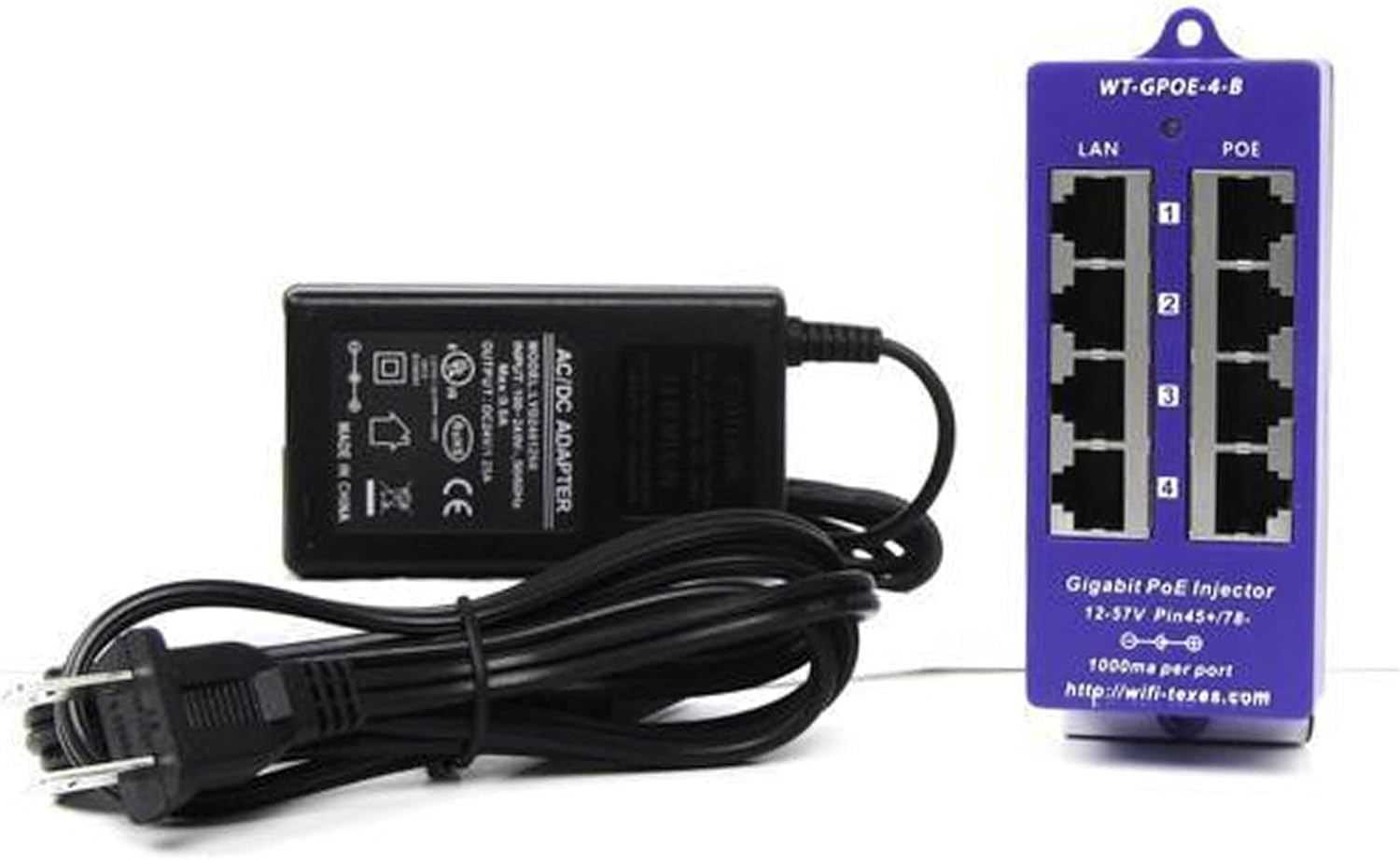 Amazon.com: PoE Texas 4 Port 24V Passive PoE Injector with 24V 30W UL ...