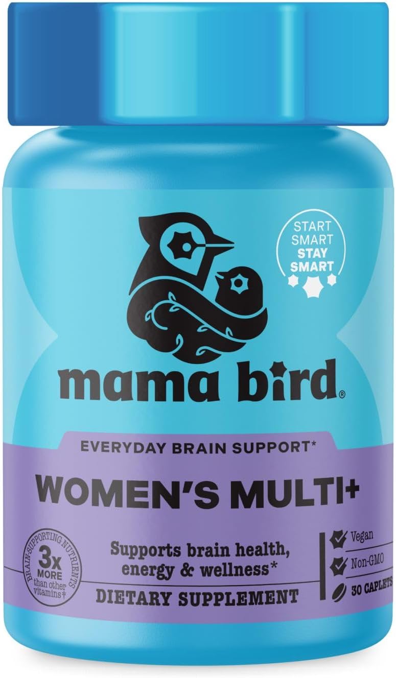 Mama Bird - Women's Multi Plus - Brain & Body Health Support Supplement - Gentle Iron Supplement for Energy Support - Methylated Vitamins - 30 Capsules