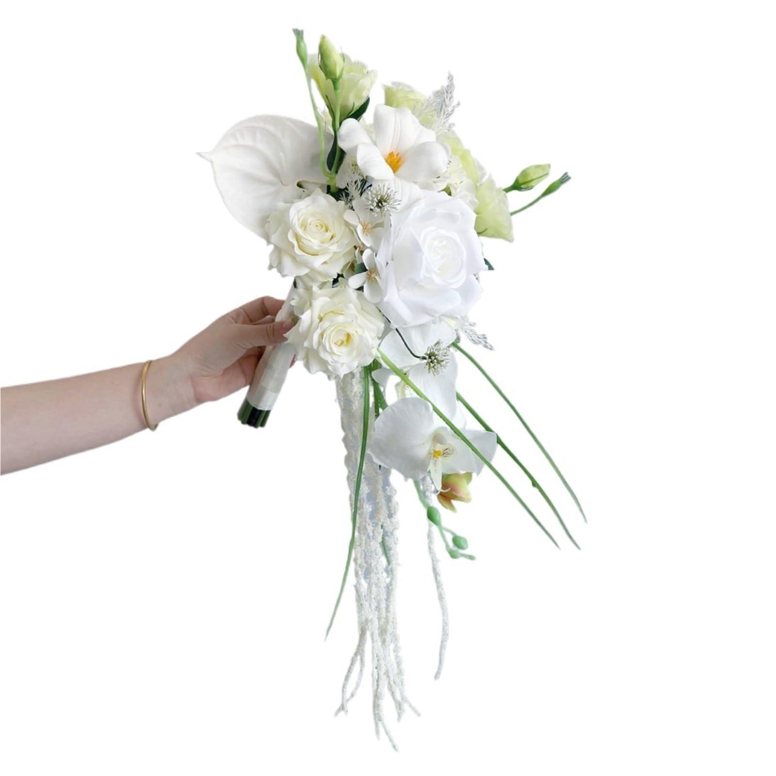 Gijmzy One Color Wedding Bouquet Cascading Bridal