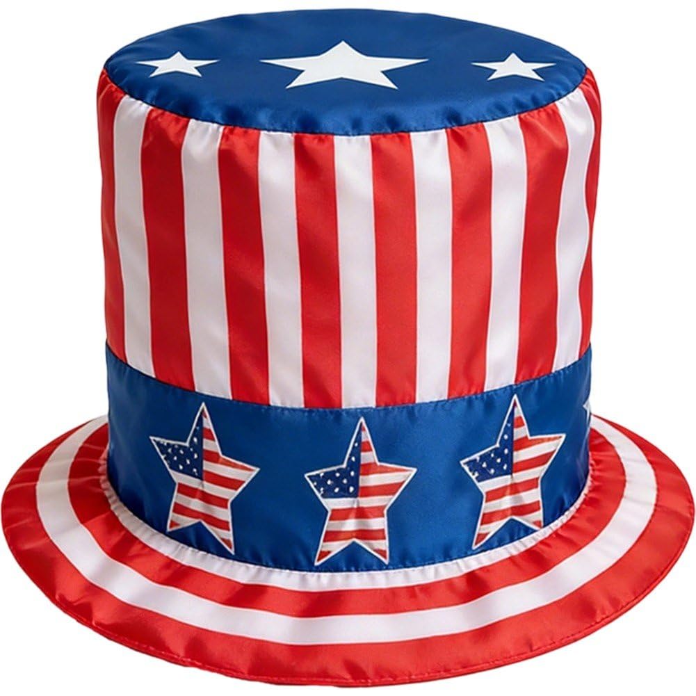 Brxmpn 4th of July Hat Independence Day Party Hat American Flag Pattern Headwear for Sports Themed Party Fancy Dress Accessories