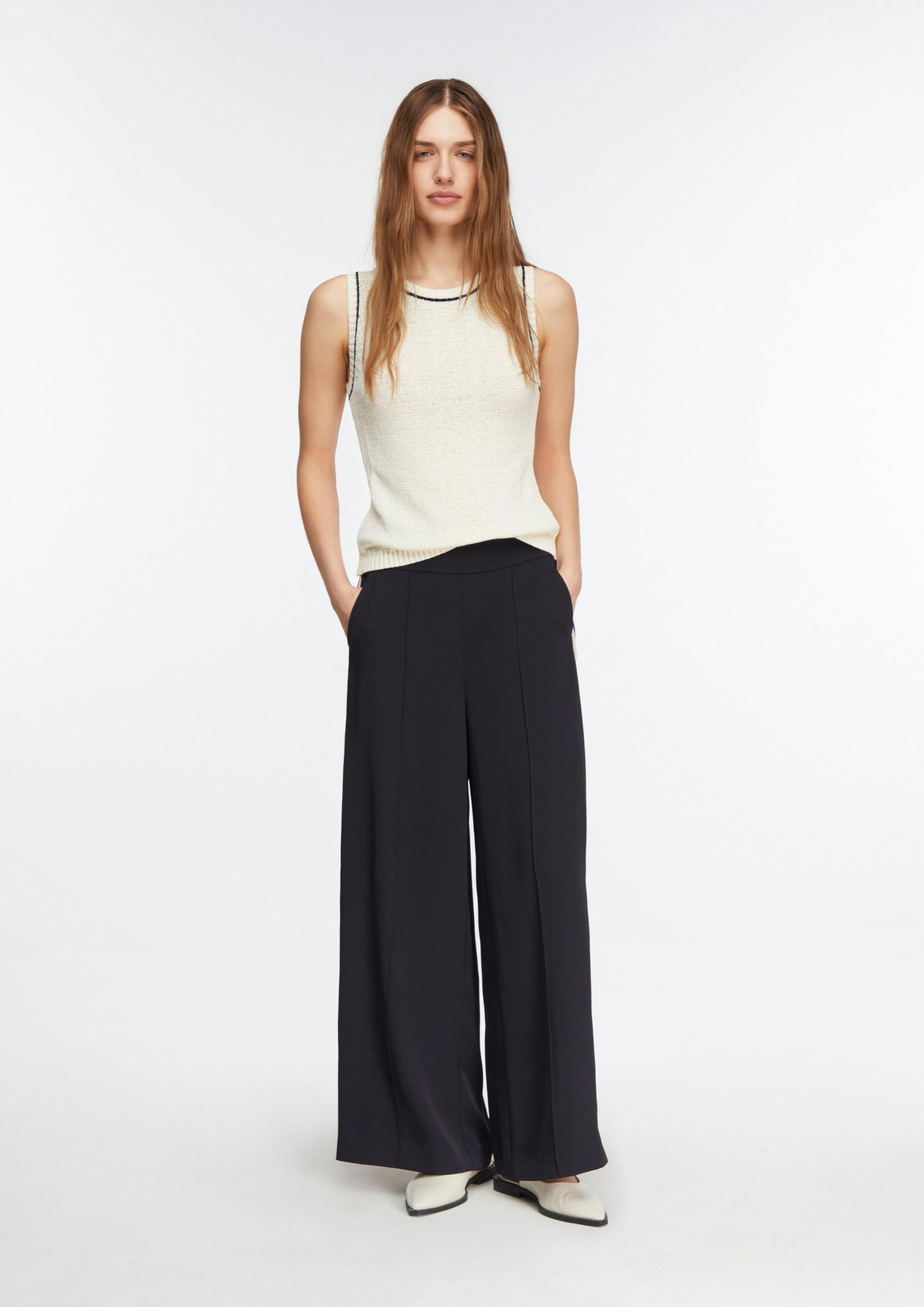 Comma Wide-Leg-Hose mit Seitenstreifen