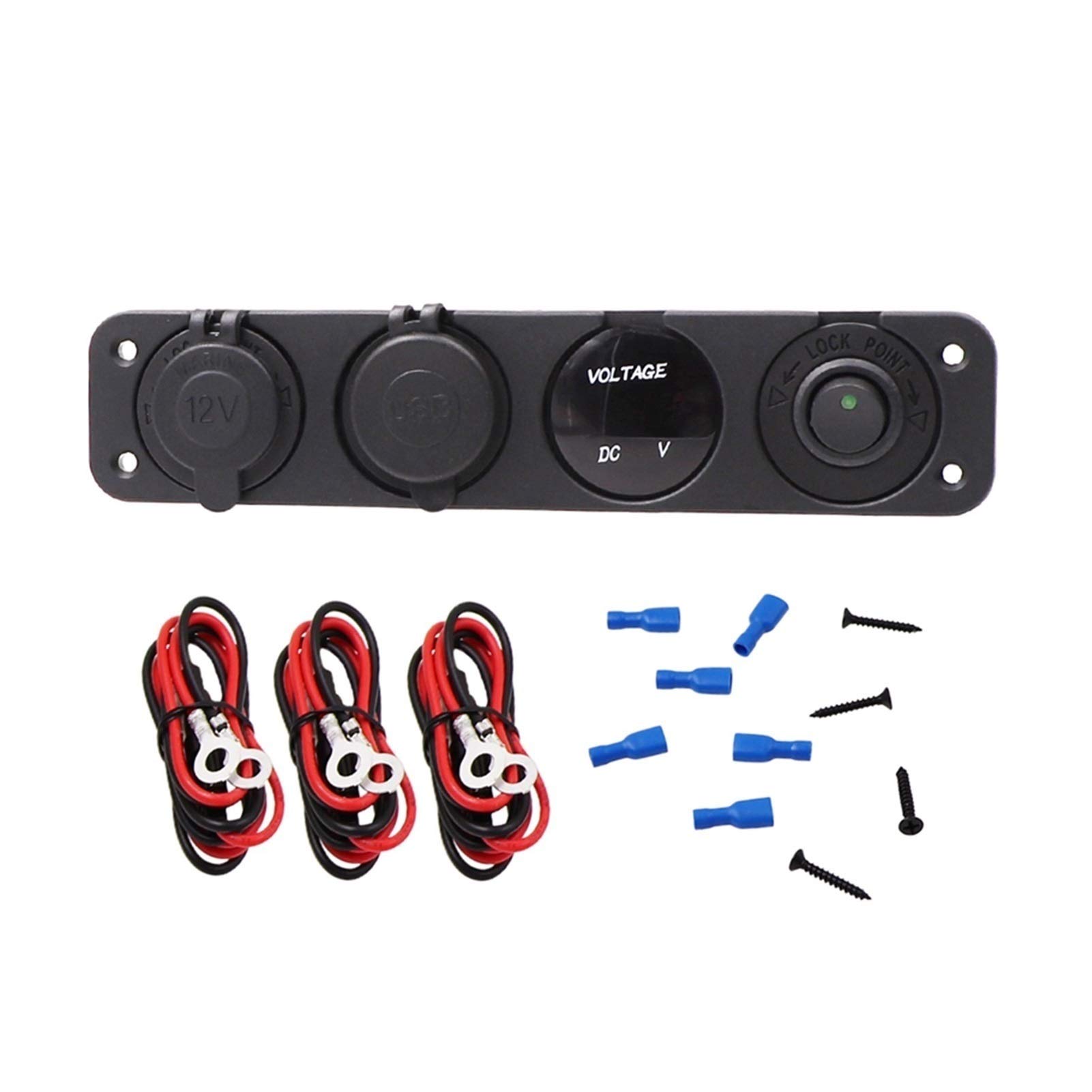 12V Panel przełącznika samochodowego Podwójne gniazdo USB Ładowanie 4.2A, do samochodu, łodzi Cyfrowy woltomierz ON-OFF dźwigniowego