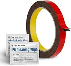 5952 Heavy Duty Double Sided Foam Tape - Industrial Strength Mounting Tape for Metal, Plastic & Painted Surfaces - High Bond Waterproof Acrylic Adhesive 12mm x 3m with IPA & Adhesion Promoter Wipes
