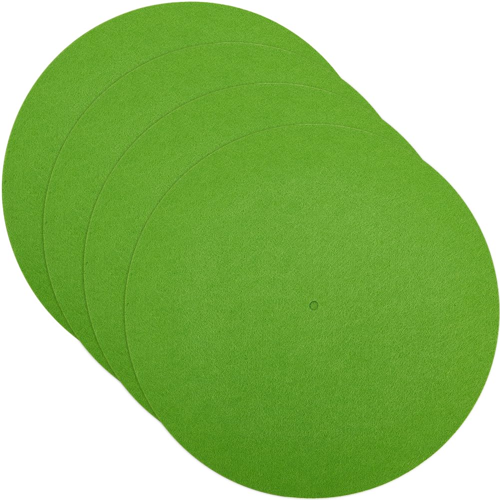 CRASPIRE 4Pcs Felt Turntable Mat Vinyl Player Pad 11.6 Inch Green Anti Slip Anti Static Flat Round Protective Wool Turntable Platter Slipmat Mats for Cleaner Audio Output Reduce Noise Accessories