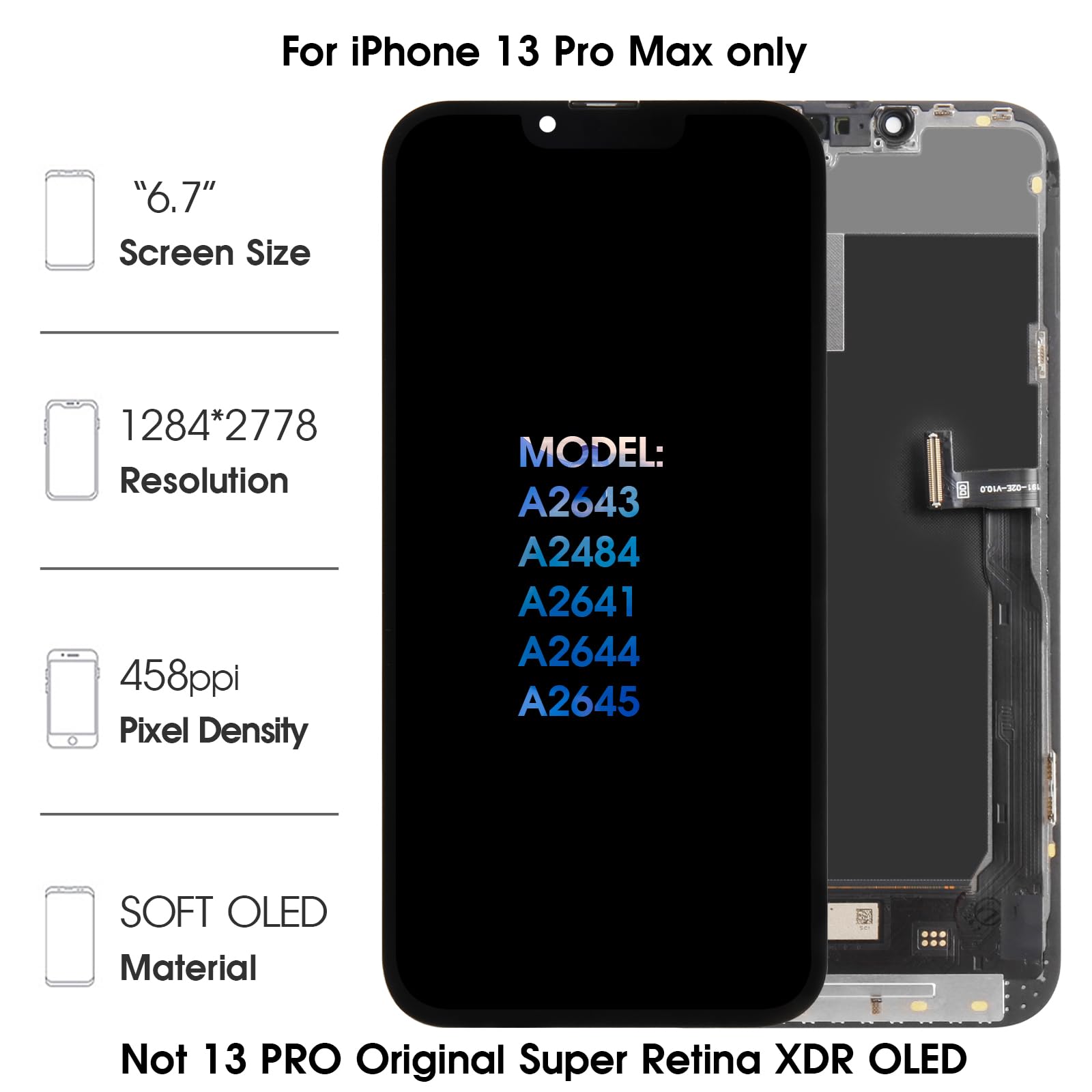 Amazon.com: Olivechard for iPhone 13 Pro Max Soft OLED Screen