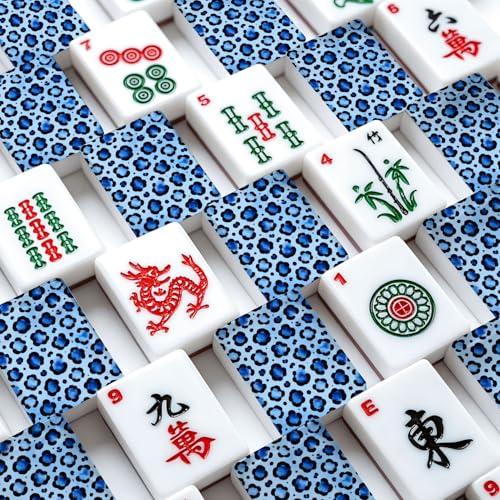 Set de Fichas American Mahjong Estampado Leopardo Azul miniatura 4