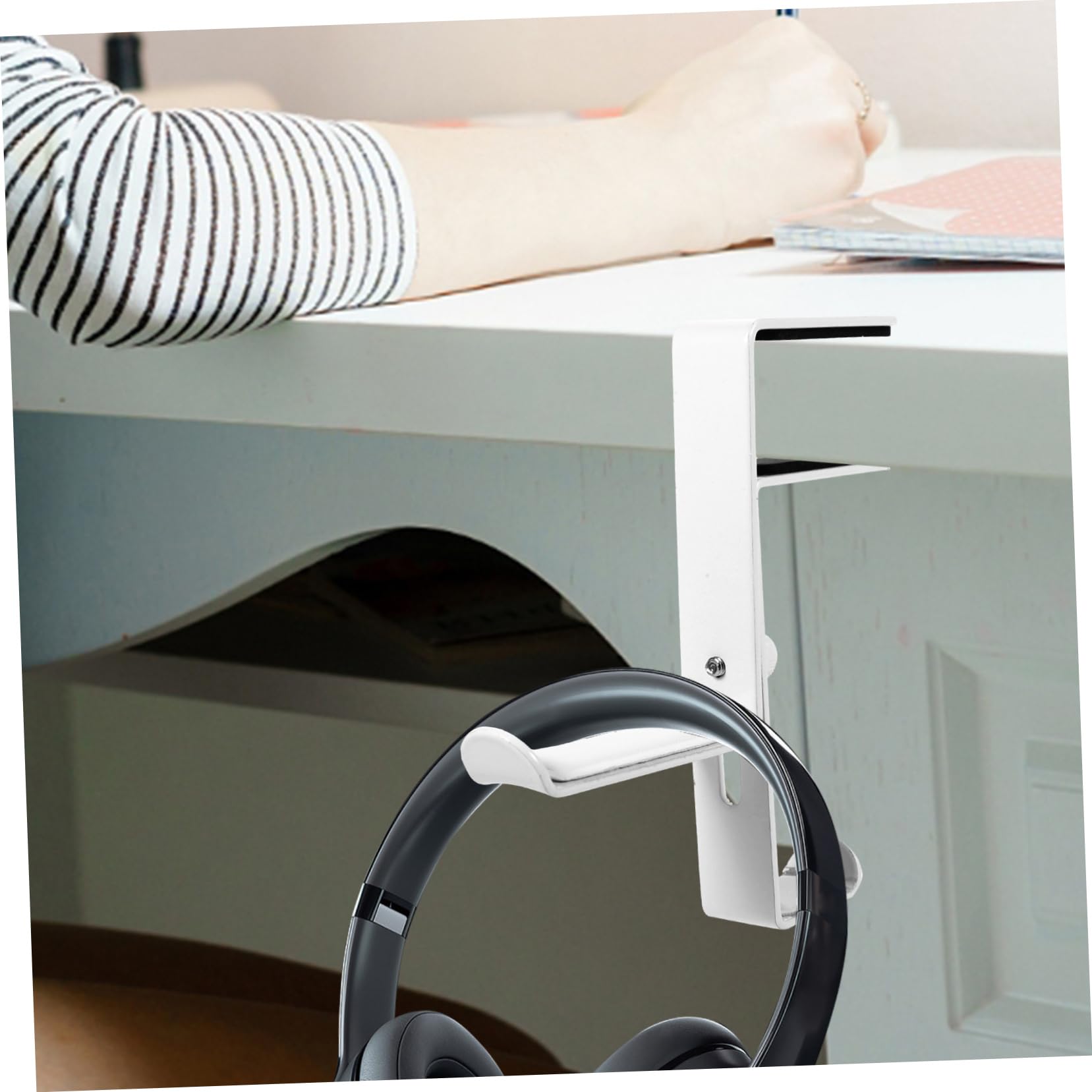 jojofuny 3pezzi Gancio Per Cuffie Regolabile Metallo Da Scrivania Installazione Senza Perforazione Supporto Elegante Per Headset e Auricolari Compatibile Con Diverse Di Tavolo