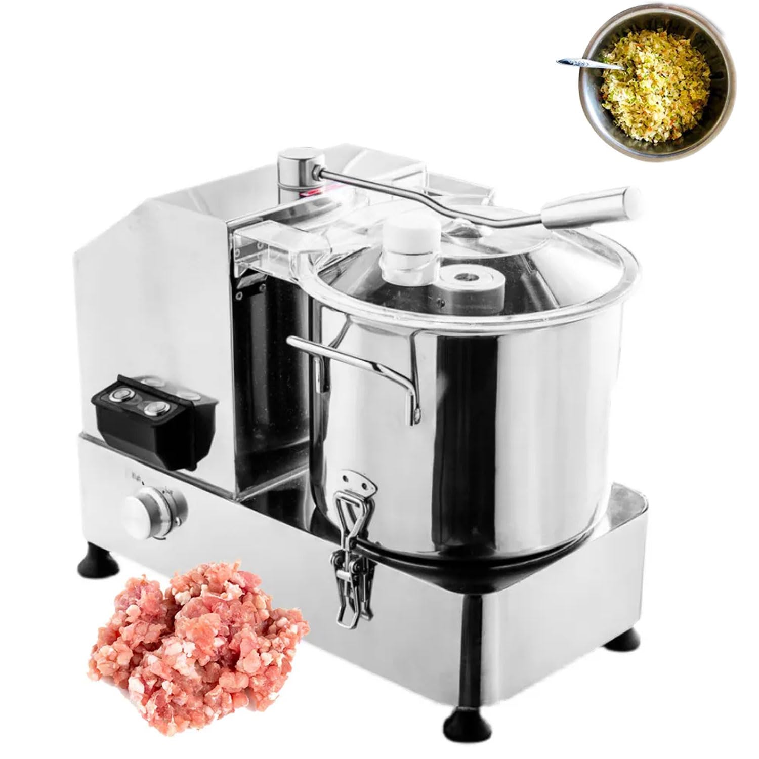 Picadora De Alimentos Automática Comercial De 1800 W, Picadora De Verduras De Acero Inoxidable De 6 L/9 L/15 L con Velocidad Continuamente Variable, Máquina De Relleno Eléctrica De Escritorio