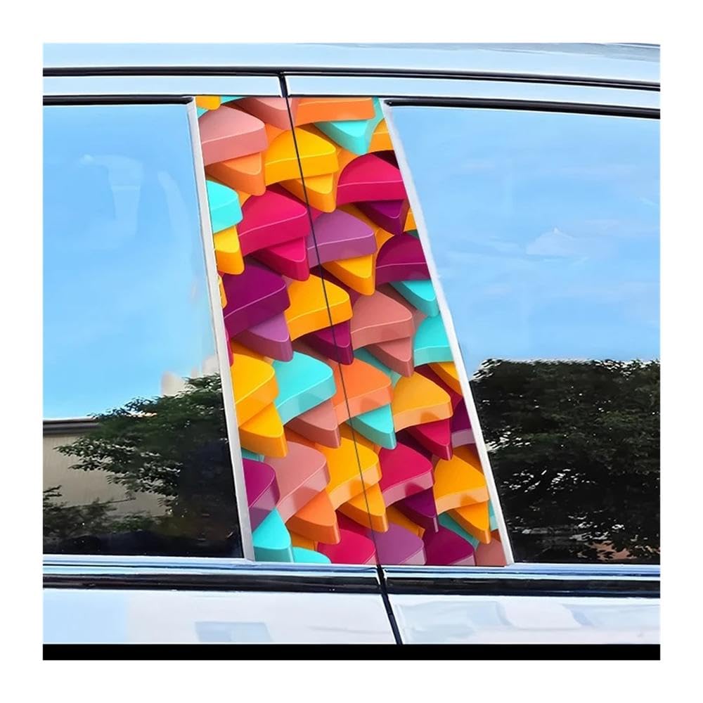 Car Parts 2pcs Car Door Post Decals Geometric Color Blocks Pattern Scratch Resistant Film