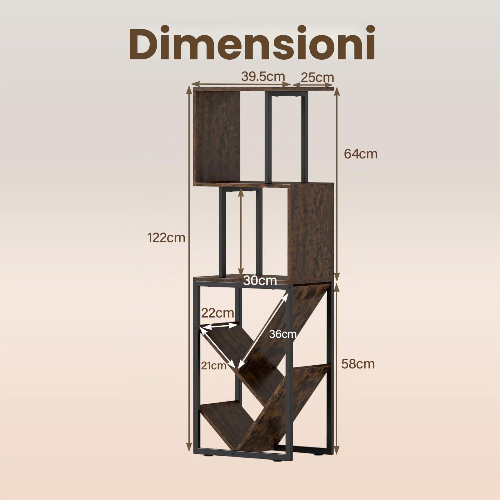 KOMFOTTEU Libreria Verticale a 6 Ripiani Metallo e Kit Antiribaltamento
