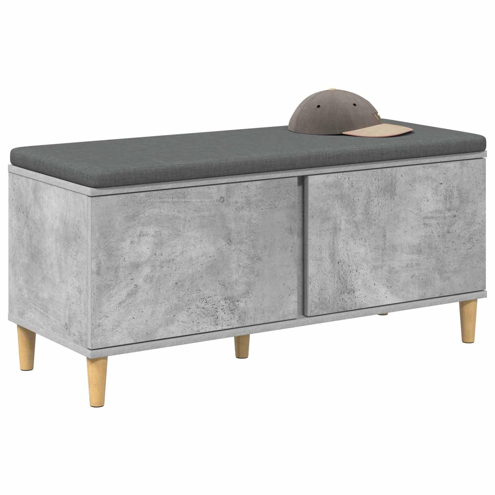 Vidaxl Hall Bench With Cushion Concrete 100 X 38 X 46 Cm Grey