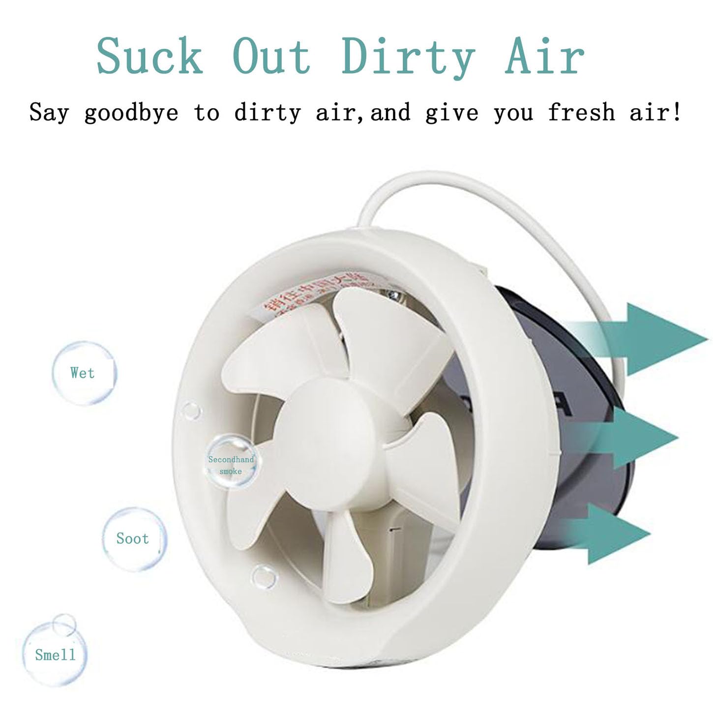 Extracteur d'air Salle De Bain,Extracteur Air Chaud avec Clapet Anti-Retour,Rond Ventilateur Mural,Moteur en Cuivre Pur,pour Cuisine,Serre,Garage,WC,Corde De Traction Manuelle,8 inches