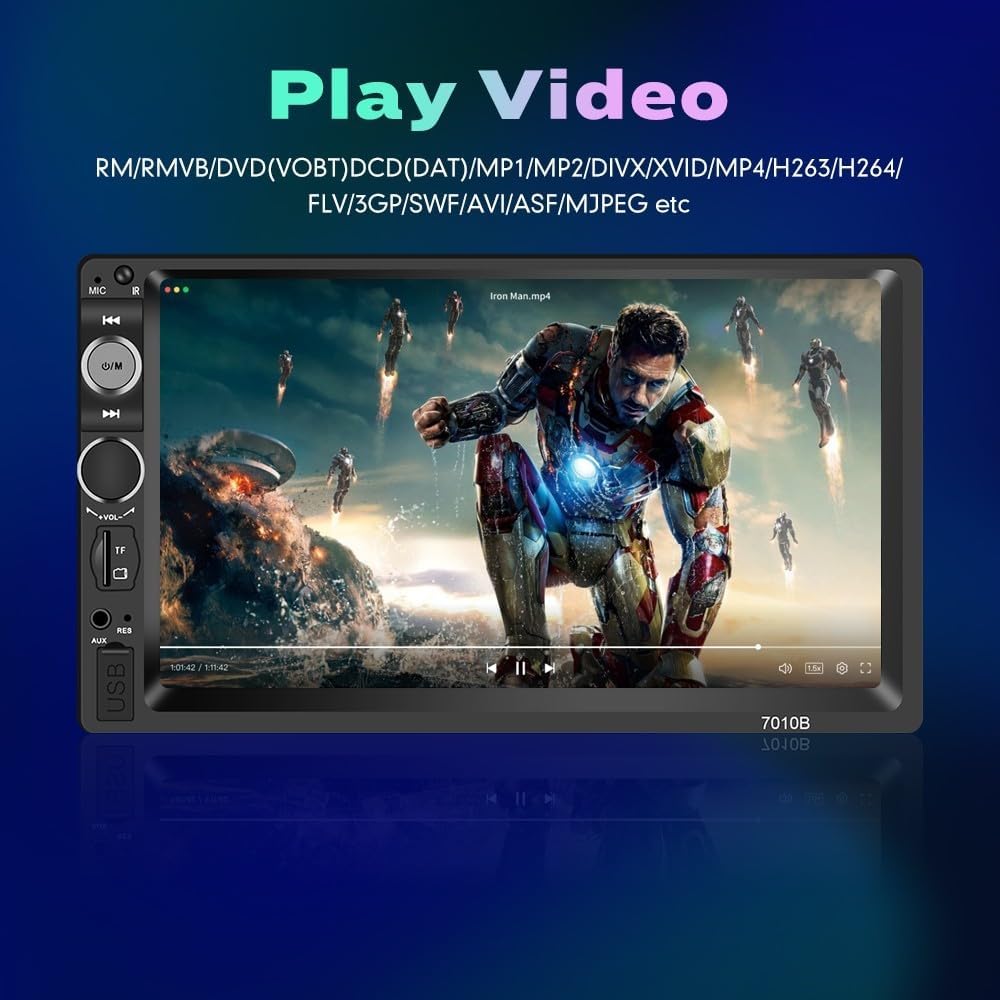 Screenshot of the car stereo playing a video, demonstrating its video playback capability.
