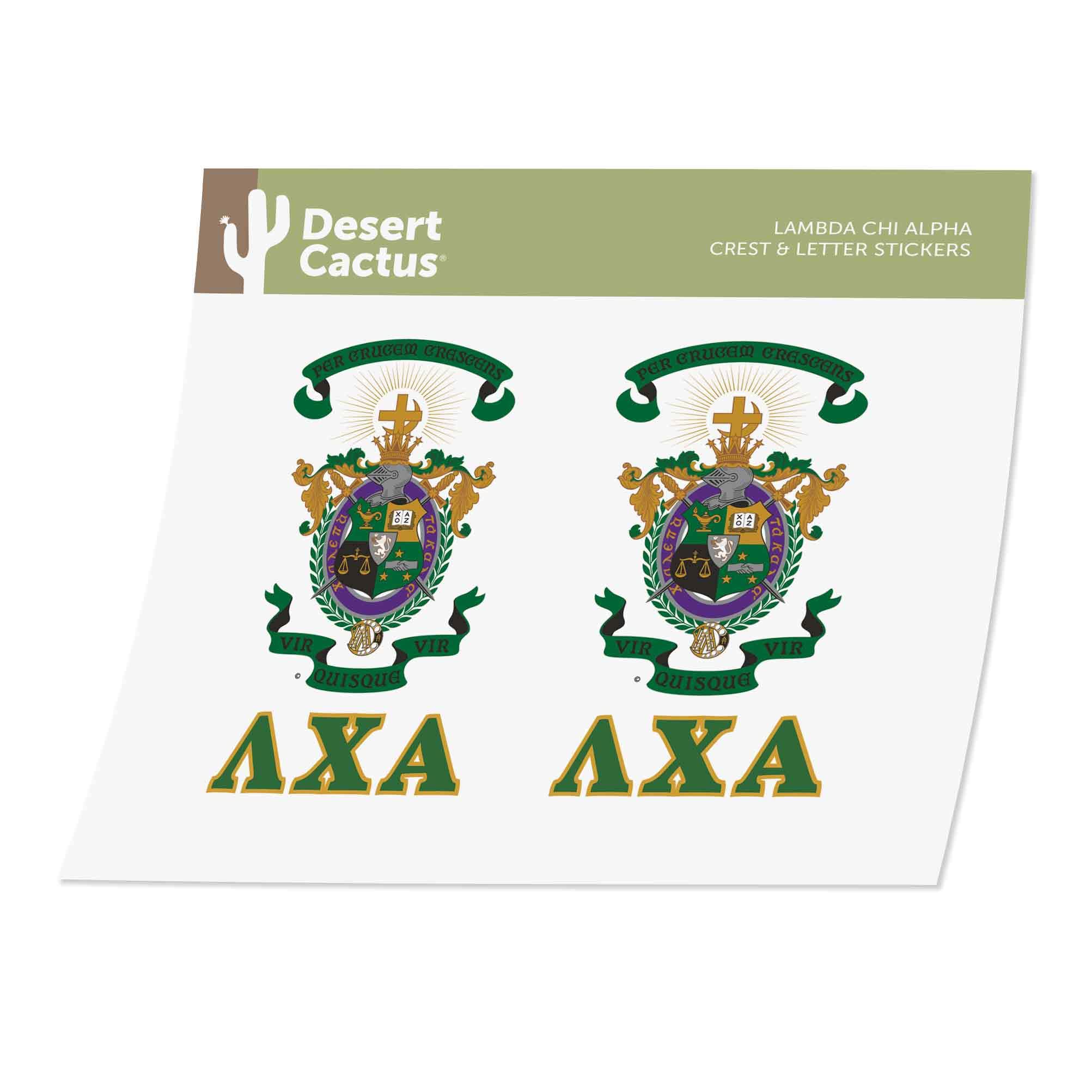 Desert CactusDesert Cactus Lambda Chi Alpha Letter 2-Pack Decal Greek for Window Laptop Computer Car (Crest Sticker)