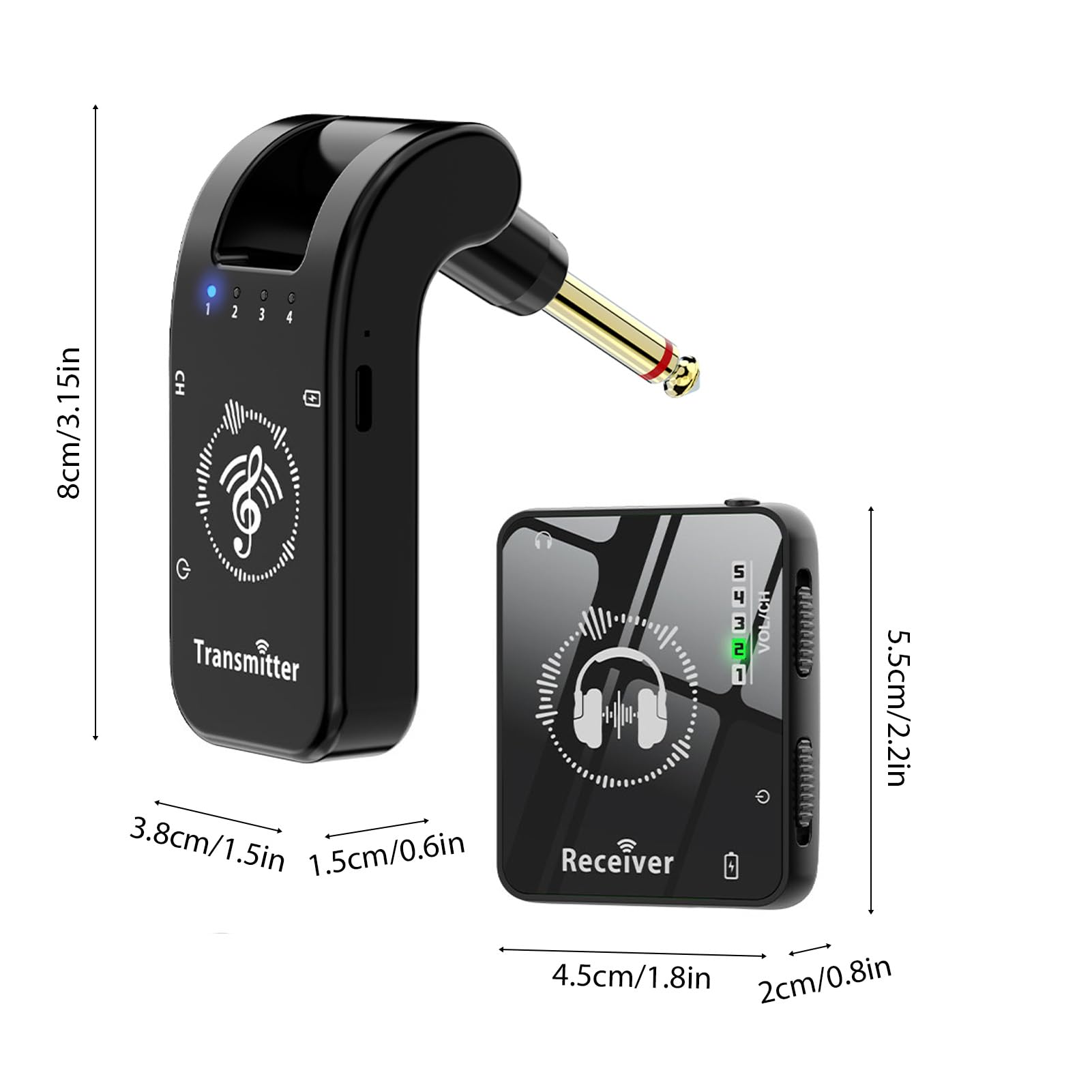 Hanzete 2.4G Wireless In-Ear Monitor System Trasmettitore Rotazione 282° Portatile Collare Clip Ricevitore Ricaricabile Accoppiamento Automatico Bassa Latenza 39,9m