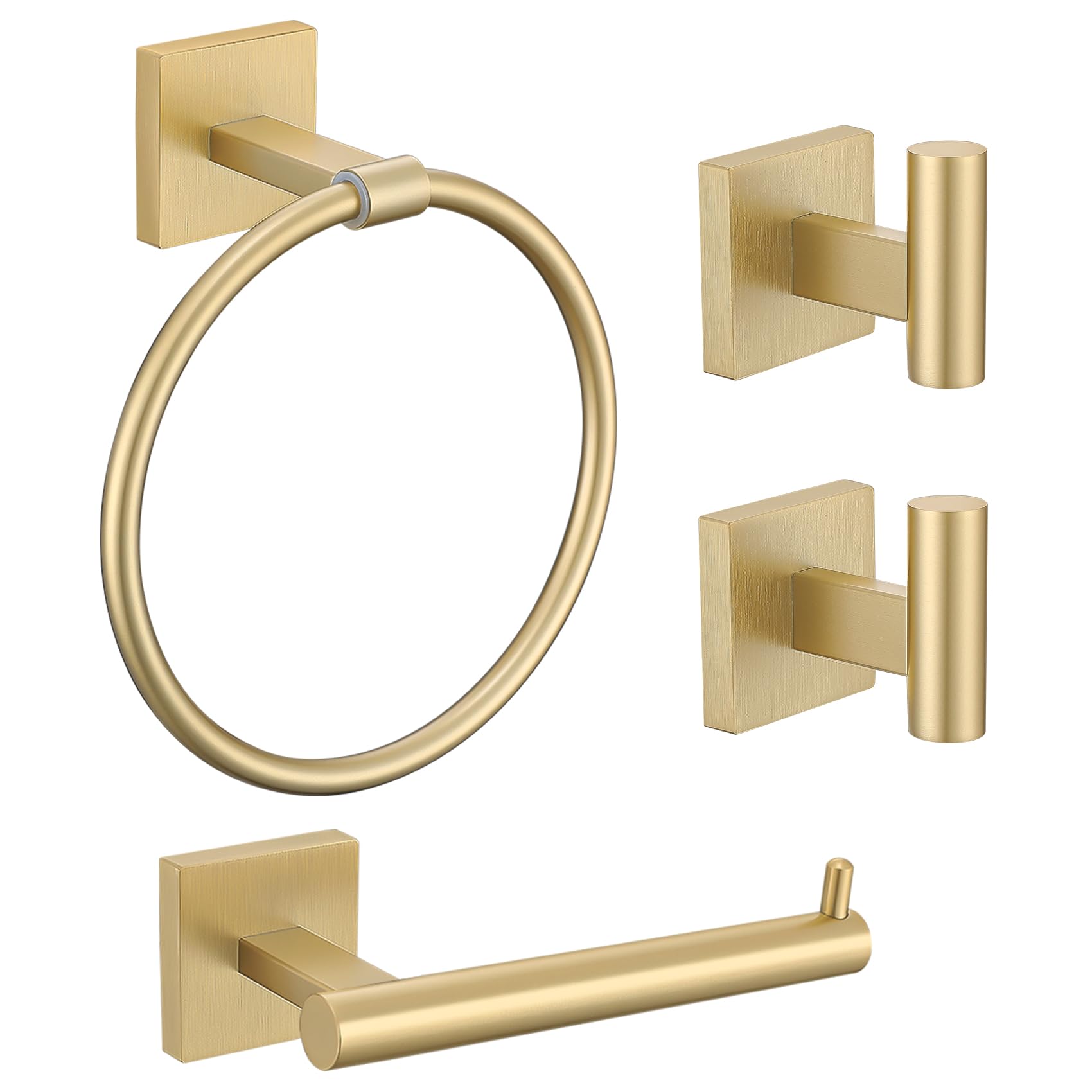 Brushed Gold Bathroom Hardware Set - Toilet Paper Holder & More -22