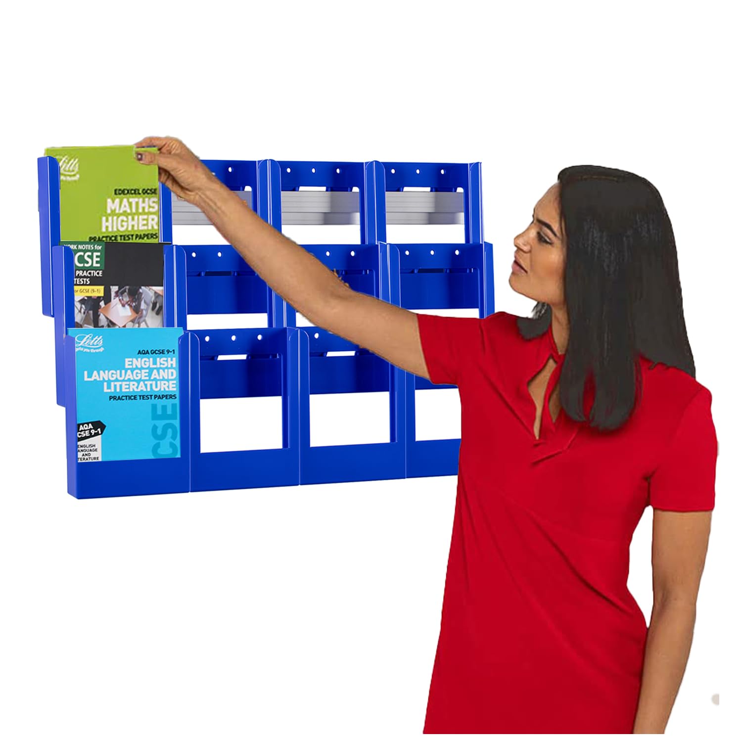Wonderwall Leaflet Holder A4 | Literature & Brochure Dispenser | Wall-Mounted | Expanda-stand Display System | BLUE Coloured 12 x A4 pockets | 5 colours, incl. - Office, School, Reception Area