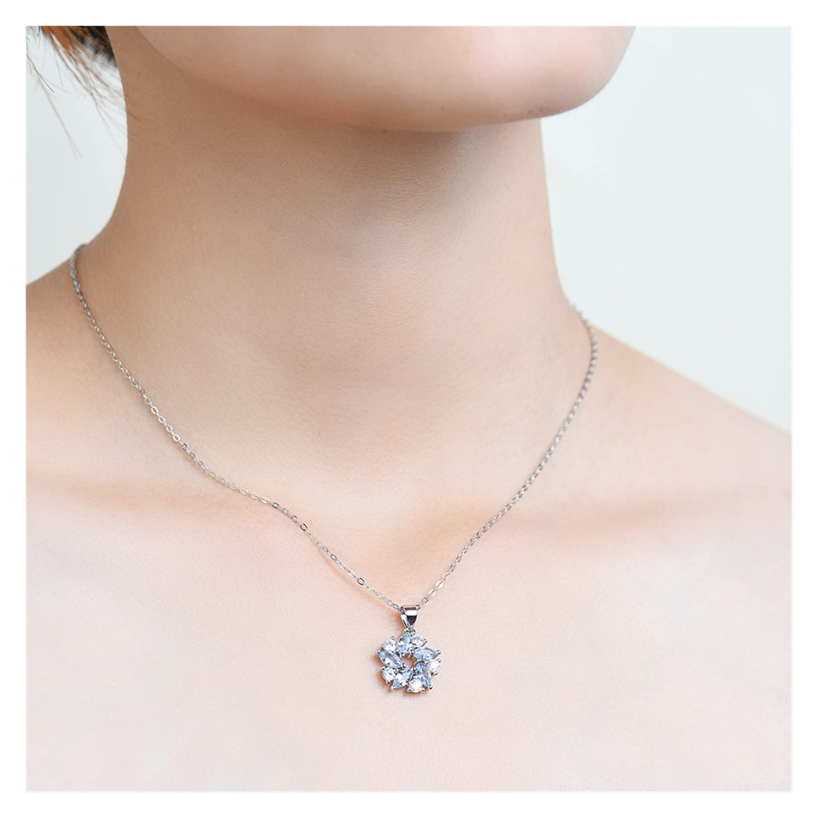 Collane con pietre preziose topazio marchese Ciondolo in argento sterling 925 massiccio for fidanzamento Promessa Ilarità Collane da donna