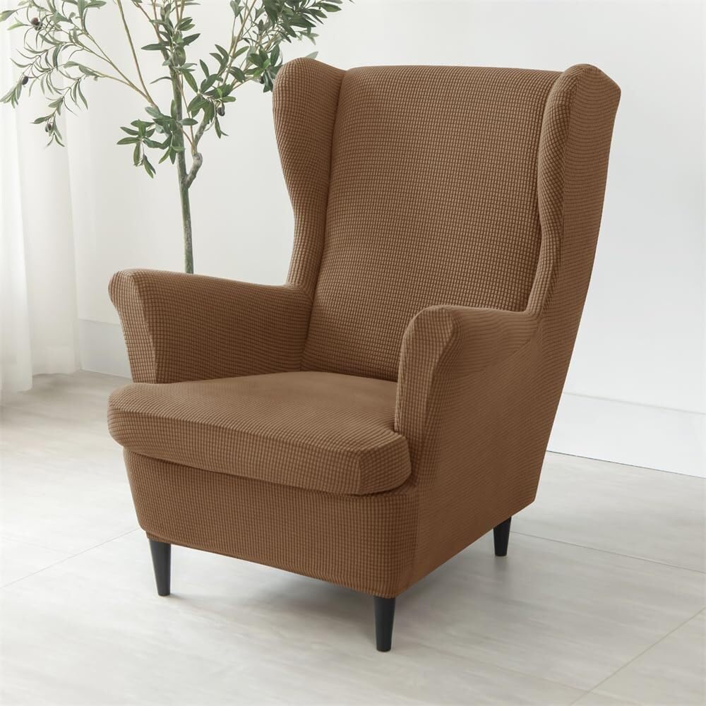 Jacquard Stretch Wingback Chair Covers 2 Piece Wing Chair Armchairs Covers