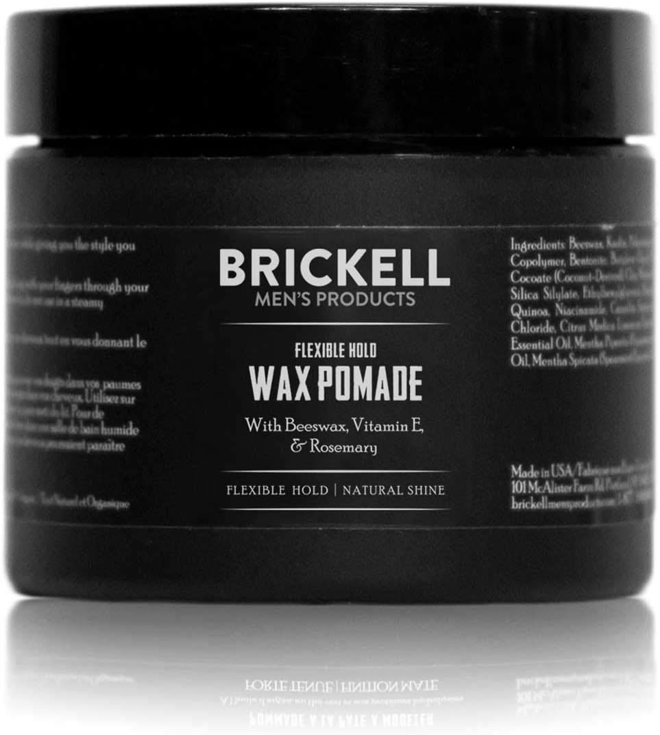 Brickell Men's Products Flexible Hold Wax Pomade for Men, Natural and Organic Irritation Free Natural Shine Hair Styling Product, 2 Ounce, Scented | for Men, Irritation Free, Natural Shine, Hair Styling Product