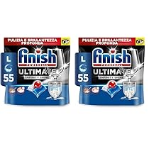 Finish Ultimate Infinity Shine Pastiglie Lavastoviglie Regular, 55 Capsule, Detergenti per Lavastoviglie contro lo Sporco e i Residui Incrostati (Confezione da 2)