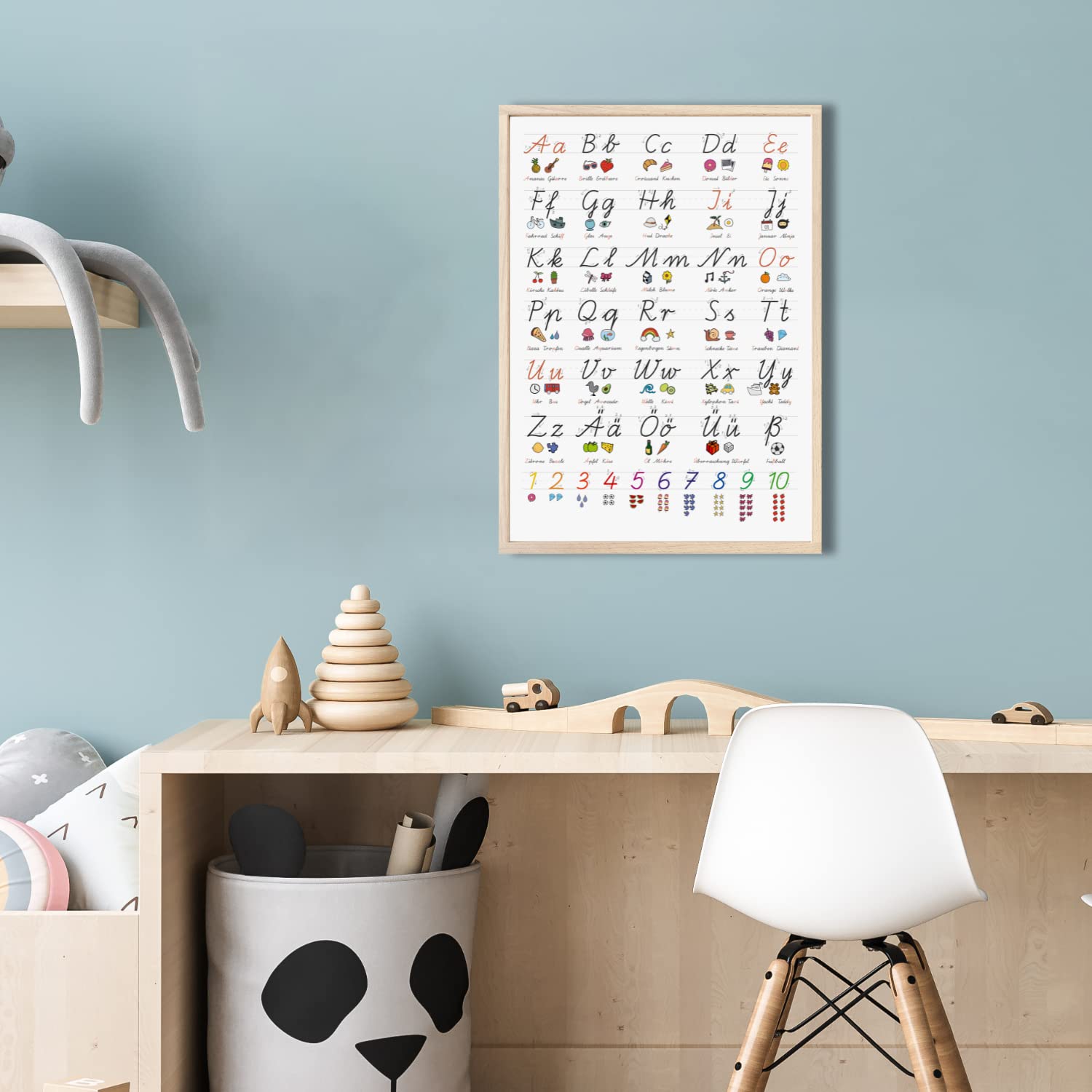 MeinBaby123® Set di 2 poster educativi ABC e 1 x 1 poster DIN A4, adatto per asilo, scuola materna, scuola elementare (set da 2 pezzi, rosa A4