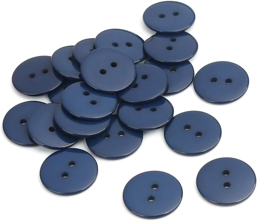 The Bead and Button Box 25 Dark Blue Resin Buttons 23mm (just under