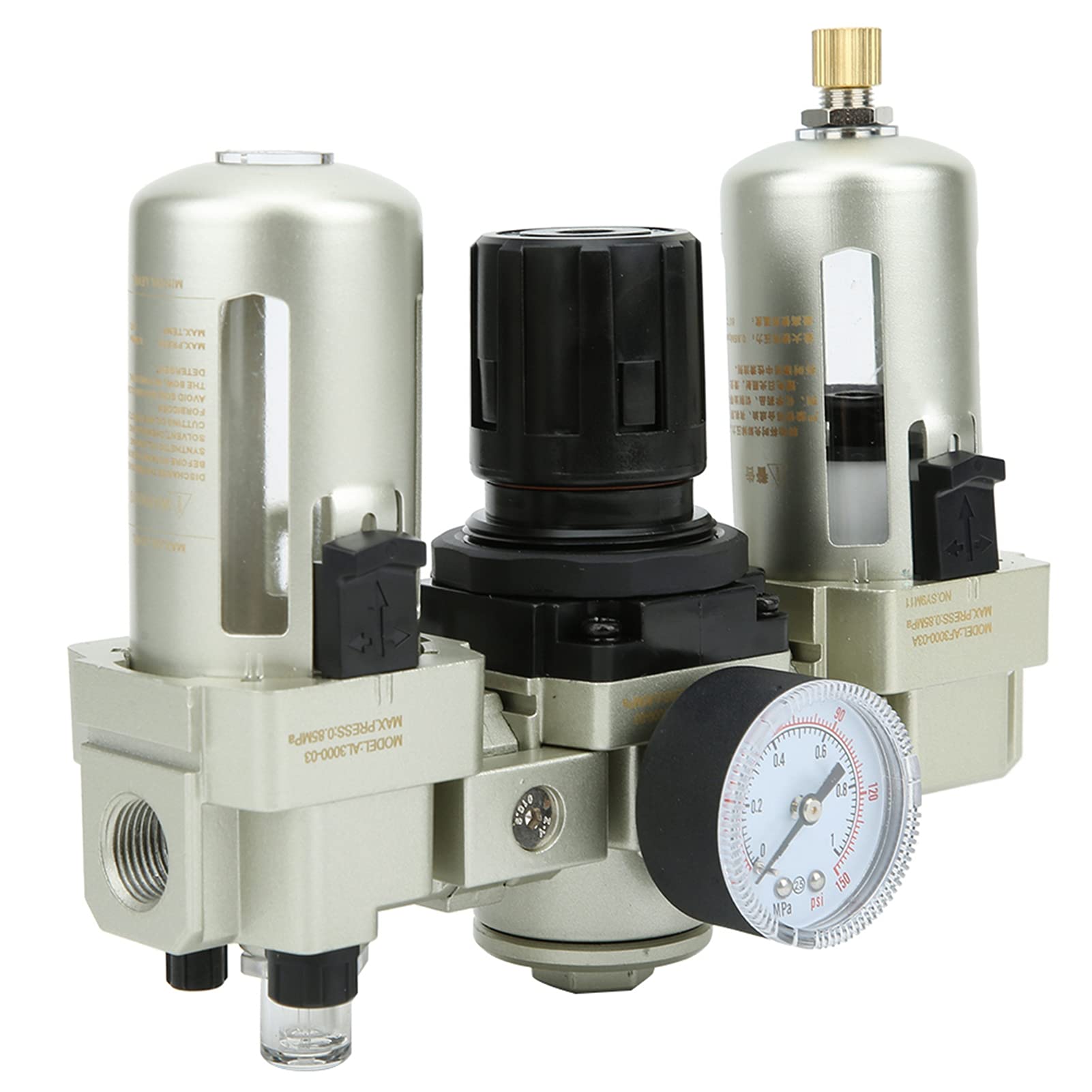 FTVOGUE Separatore Acqua Olio Drenaggio Automatico Filtro Compressore d'aria Separazione Gas-liquido in Tre Pezzi per Sistemi di Contenimento Liquidi Industriali con Filtrazione Aria-olio