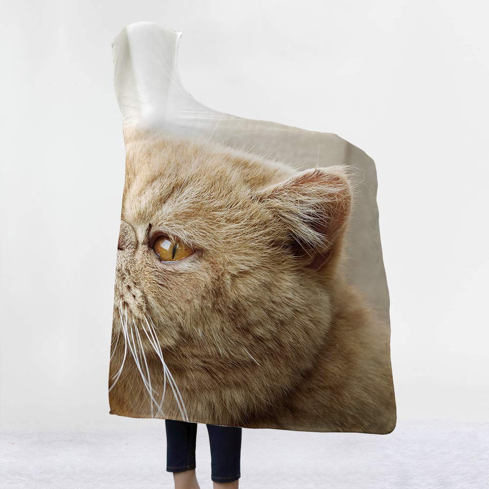 Chickw11 Coperta Con Cappuccio 3D Gatto – Morbida In Pile, 130x150 Cm, Per Adulti E Bambini - 3