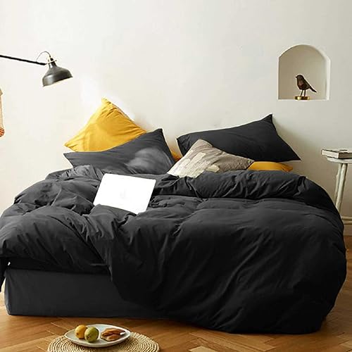 Miniatura 5 de Nanko Juego de edredón de tamaño King rojo y negro, para todas las estaciones, relleno de edredón alternativo de plumón sintético, relleno de